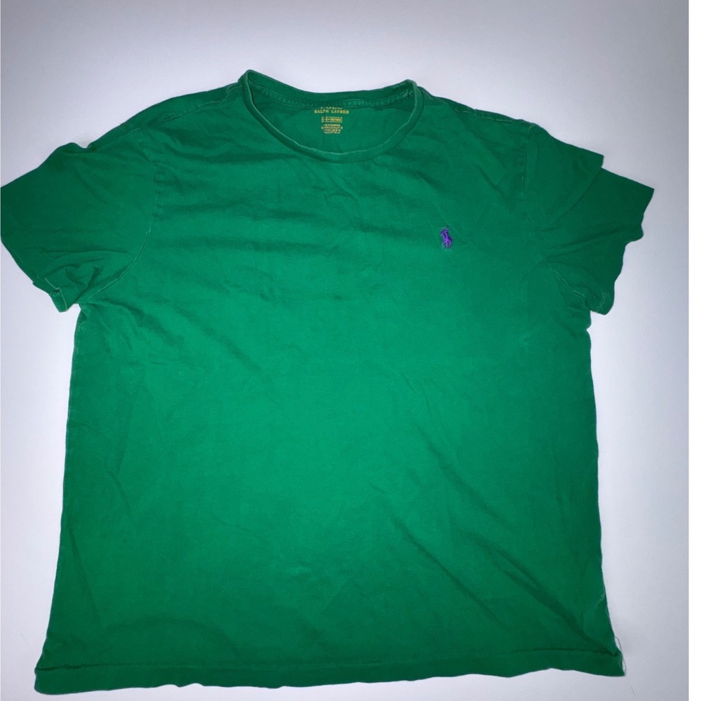 Polo Ralph Lauren Mens Large Green Short Sleeve Crewneck T-Shirt Purple Pony
